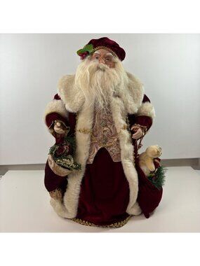 Vintage 25" Regal Christmas Santa Claus Figurine Robe Faux Fur Plush Bear Figure